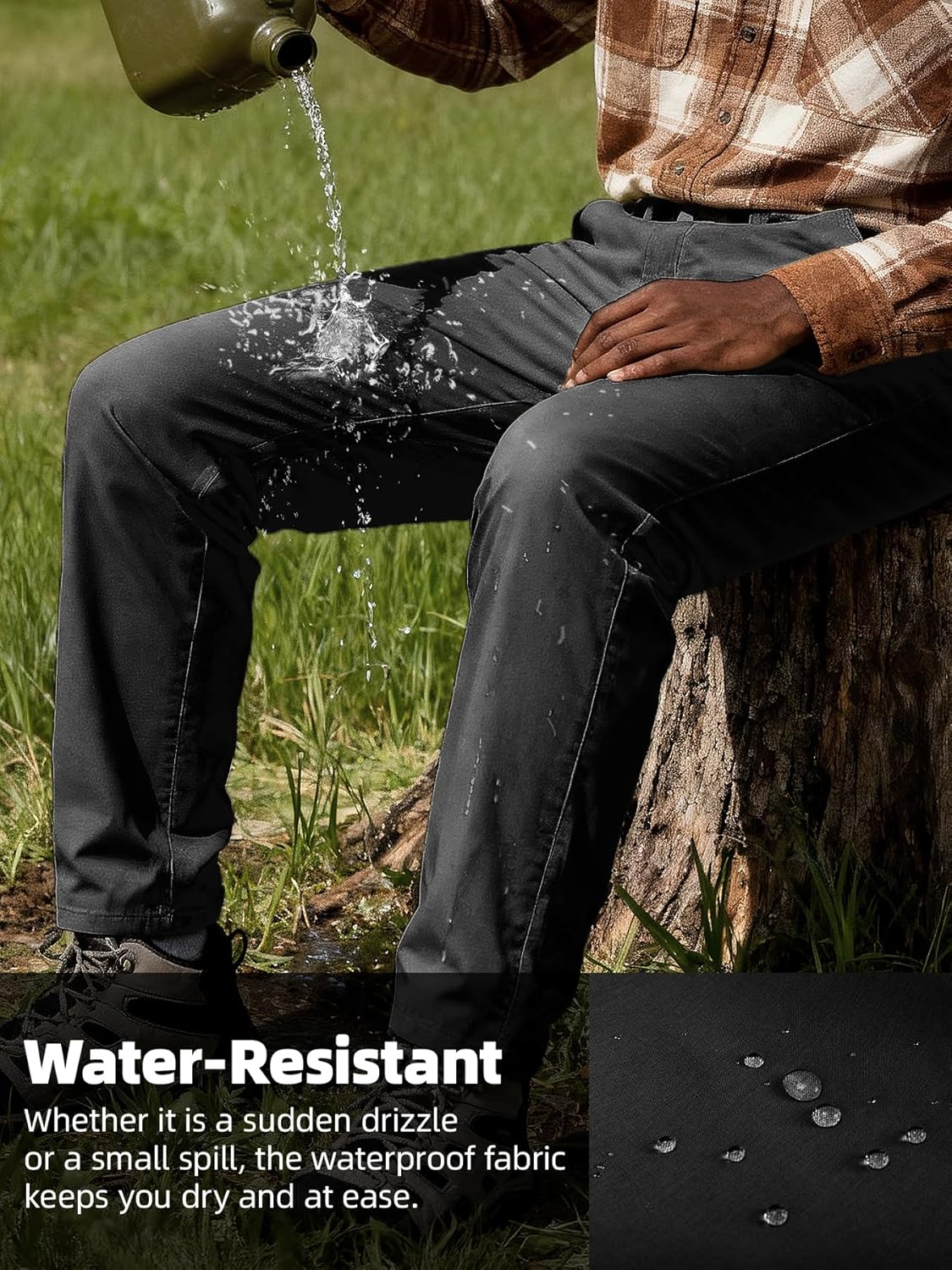 Men's Golf Pants Stretch Casual Dress Water-Resistant Pants 30"/32" Elastic Waist Breathable Work Travel Pants - Image 5