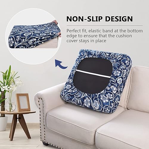 Miniatura 3 de hyha Fundas de cojín de sofá impresas, fundas de sofá florales lavables para sofá de 3 cojines, fundas de cojín elásticas de patrón elástico para