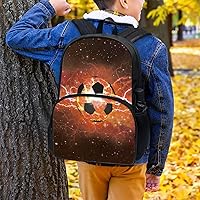 Vista 46 de American Flag Fire Galaxy Pattern Kids Backpack for Boys Girls Elementary Students Bookbag Middle School Bag Lightweight Children Travel Bag