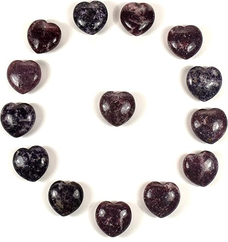 Miniatura 9 de HQRP-Crystal Corazón Aguamarina Lapislázuli Ágata Cuarzo Calcedonia Mookaita Laradorita Jaspe Aventurina Sodalita Ámbar (Lepidolita Morada)