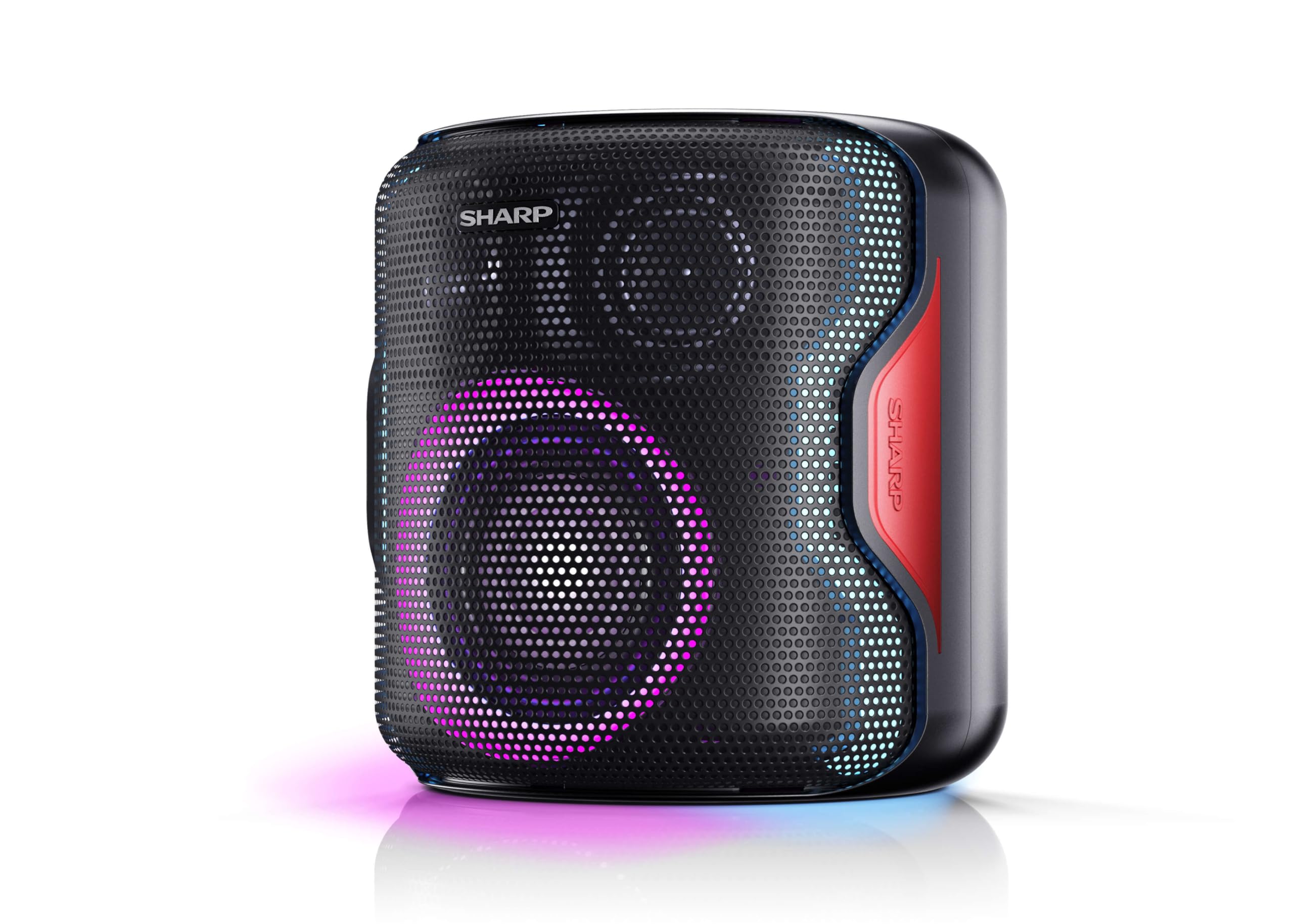 Sharp PS-921(BK) Altoparlante per Feste Bluetooth Compatto e Portatile con Luci da Discoteca, Audio 2.1 e 3D, Duo per Accoppiare un Secondo PS-921 in Stereo TWS, Resistente agli Schizzi IPX5