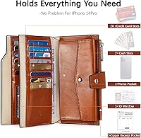 Vista 92 de BOSTANTEN - Cartera de piel auténtica para mujer con bolsillo con cremallera), BL3162011Kcoffee C-Naranja Marrón