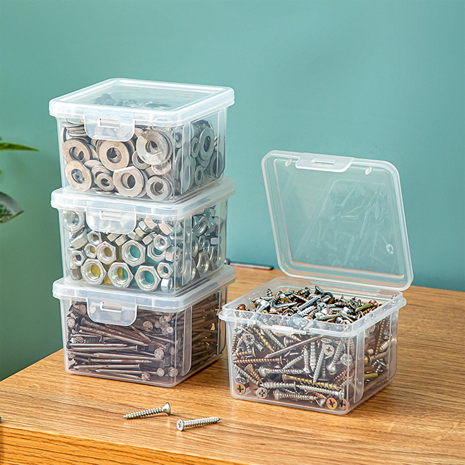 Scatola organizer trasparente perfetta per gli appassionati e progetti di miglioramento della casa, scatola organizer per attrezzi con coperchio trasparente