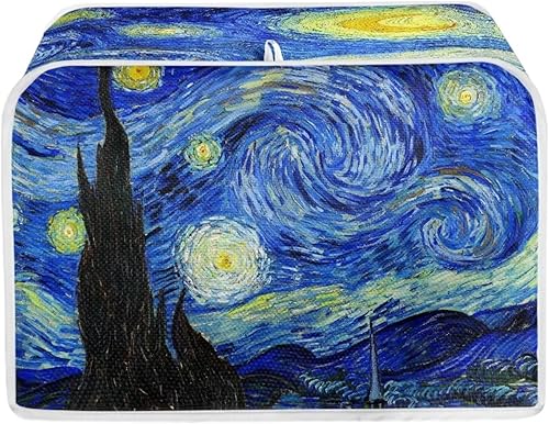 JEOCODY Funda para tostadora de 2 rebanadas con asa y estampado de noche estrellada, tela de poliéster acolchada para tostadora de dos rebanadas y JEOCODY Funda para tostadora de 2 rebanadas con asa y estampado de noche estrellada, tela de poliéster acolchada para tostadora de dos rebanadas y