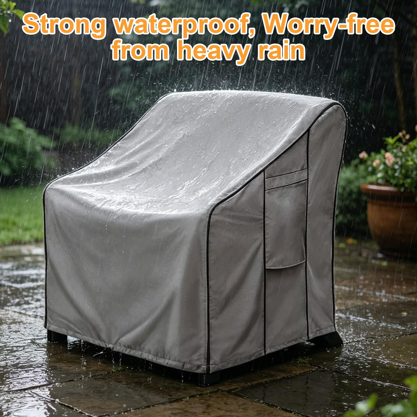 2 Stück Gartenstuhl Abdeckung, Wasserdicht 420D Schutzhülle für Gartenstühle, schutzhülle gartenmöbel, Abdeckung gartensessel, stuhlabdeckung outdoor wetterfest, Schutzhülle Gartenstühle(91*82*94cm)