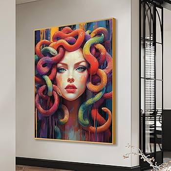 Amazon.com: Medusa Canvas Wall Art, Colorful Medusa Wall Art