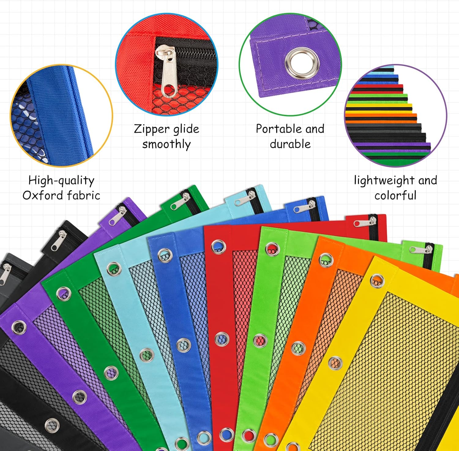 IKAYAS 120 Pack Pencil Pouch for 3 Ring Binder bulk Binder Pencil Pouch with Zipper, Pencil Pouches Pencil Bags for Classroom bulk Pencil Box Pencil Case for Storing School Students Teacher Supplies - Image 5