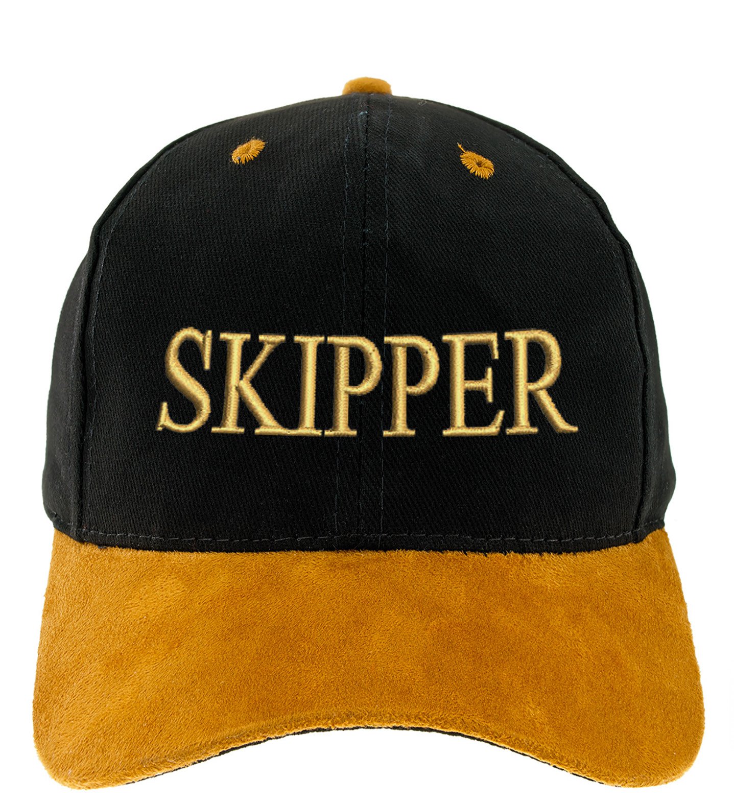 4sold 100% Cotton Ancient Mariner, Captain Cabin Boy Crew First Mate Anchor Yachting Baseball Cap Inscription Lettering Black Gold (Skipper)