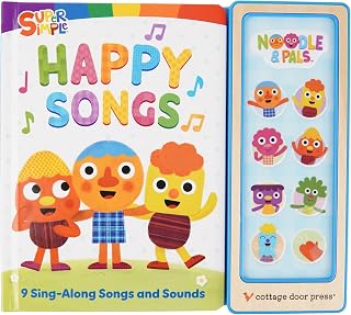Super Simple Happy Songs Board Book: 9 Sing-Along Sound Buttons with Noodle & Pals for Toddlers