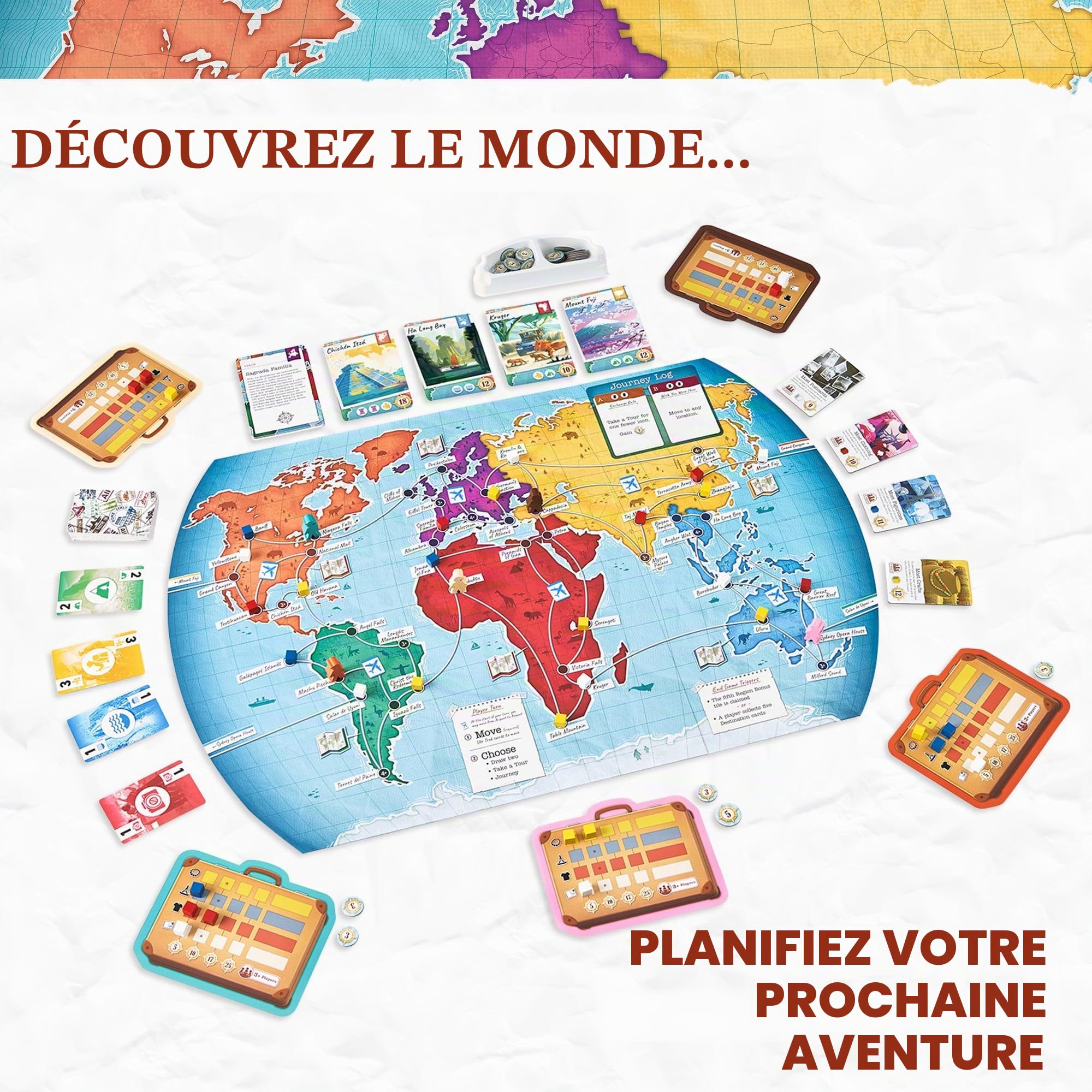 Trekking The World - Le jeu de société primé pour soirées en famille | Explorez les merveilles du monde | Parfait pour les enfants et les adultes | À partir de 10 ans