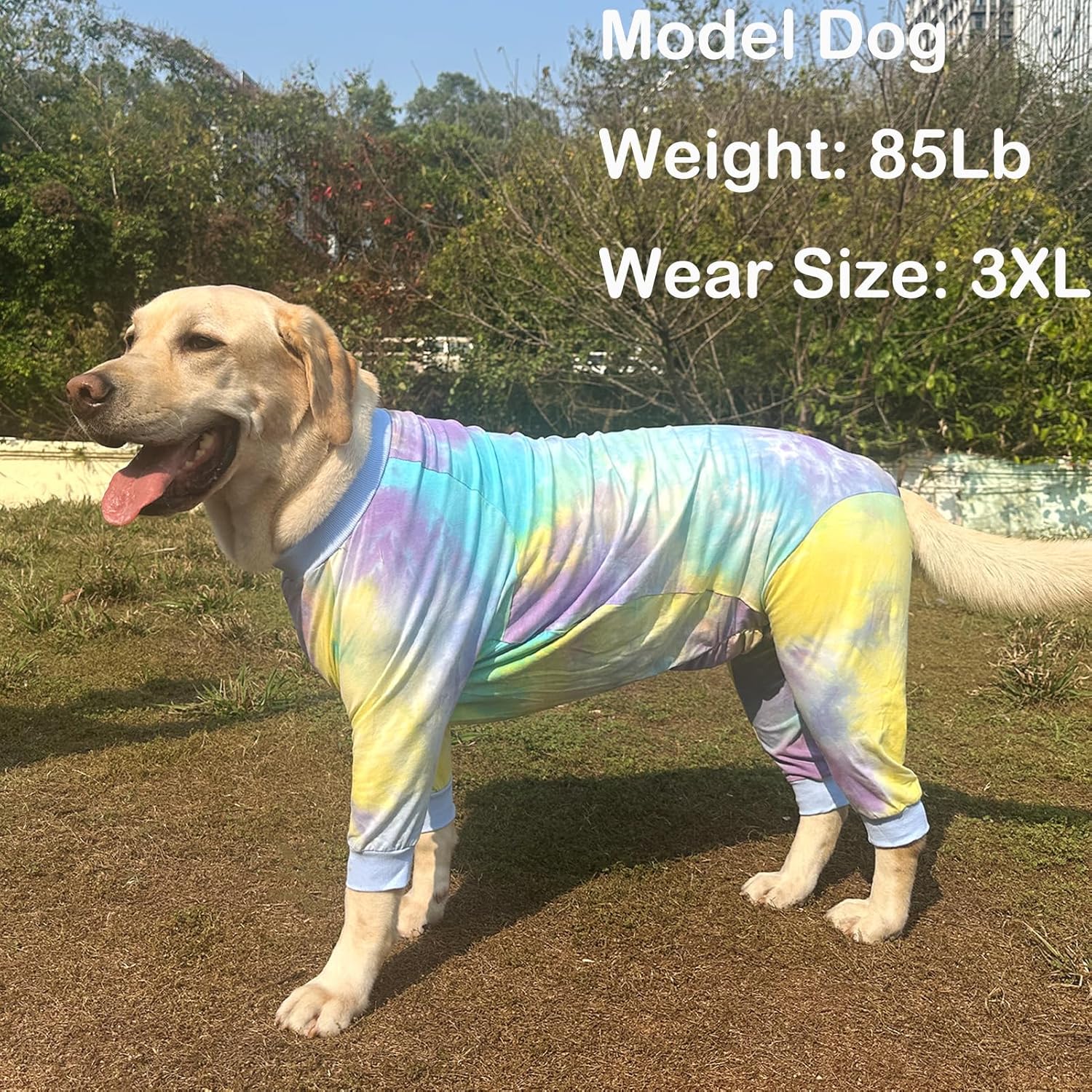 Dog Pajamas for Large Dogs Cotton Tie dye Pet Clothes Dog Onesie Jumpsuit Pet Sleeper Shirts Full Coverage Dog pjs (XXL Blue Tiedye)