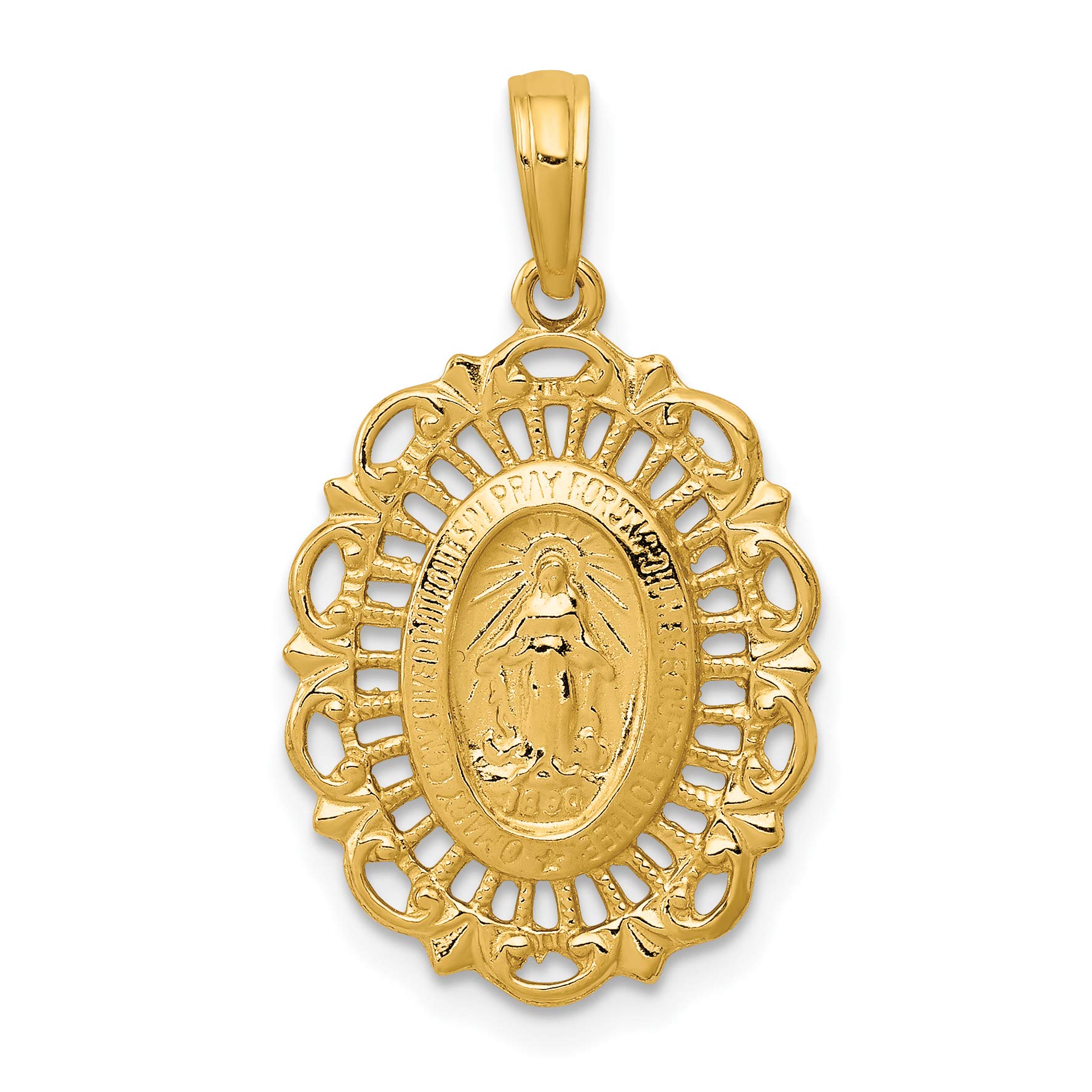 Core Gold 14k Oval Miraculous Medal Pendant