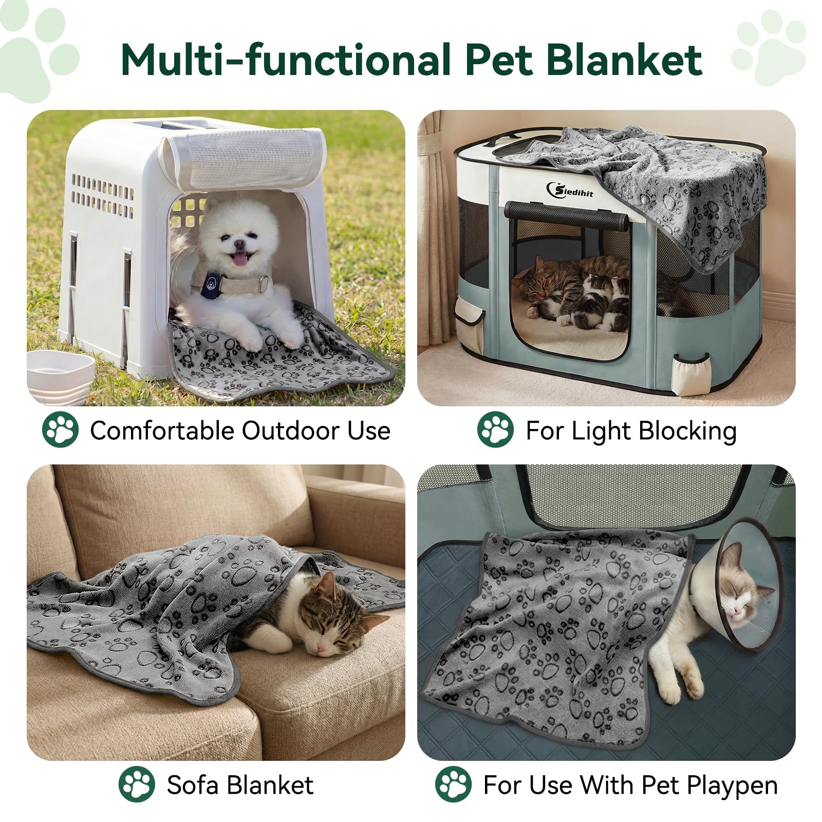 Parc de jeu pour chien, chat, chiot - Parc portable pour l'intérieur et l'extérieur, les voyages, le camping - Niche pliable pour lapin et petits animaux avec étui de transport