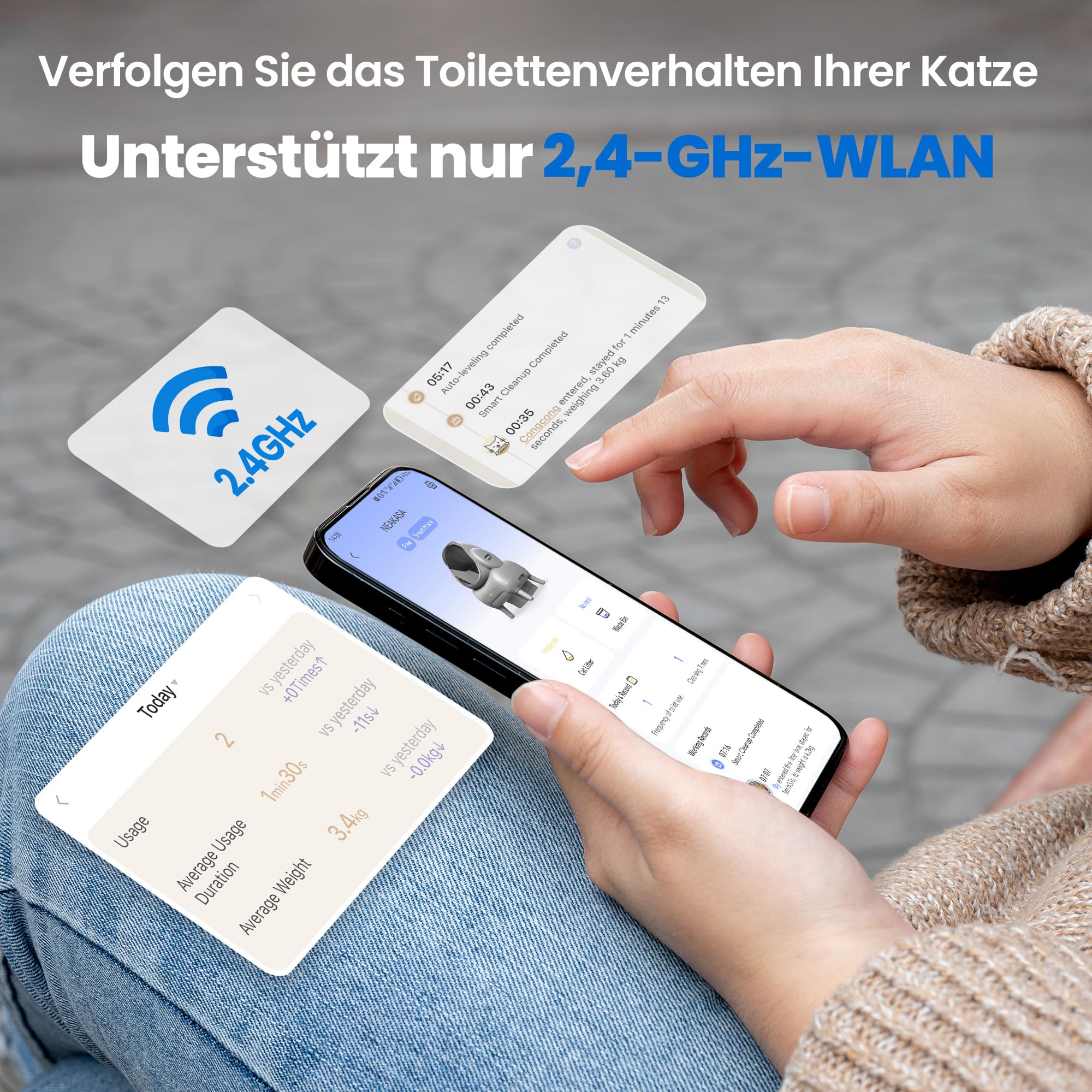Neakasa M1 Plus Selbstreinigende Katzentoilette mit offenes Design, XXL Kapazität Katzenklo, App-Steuerung, sicher, geruchsfrei und hygienisch, mit Katzenstreu Matte, Cat Litter Box für mehrere Katzen