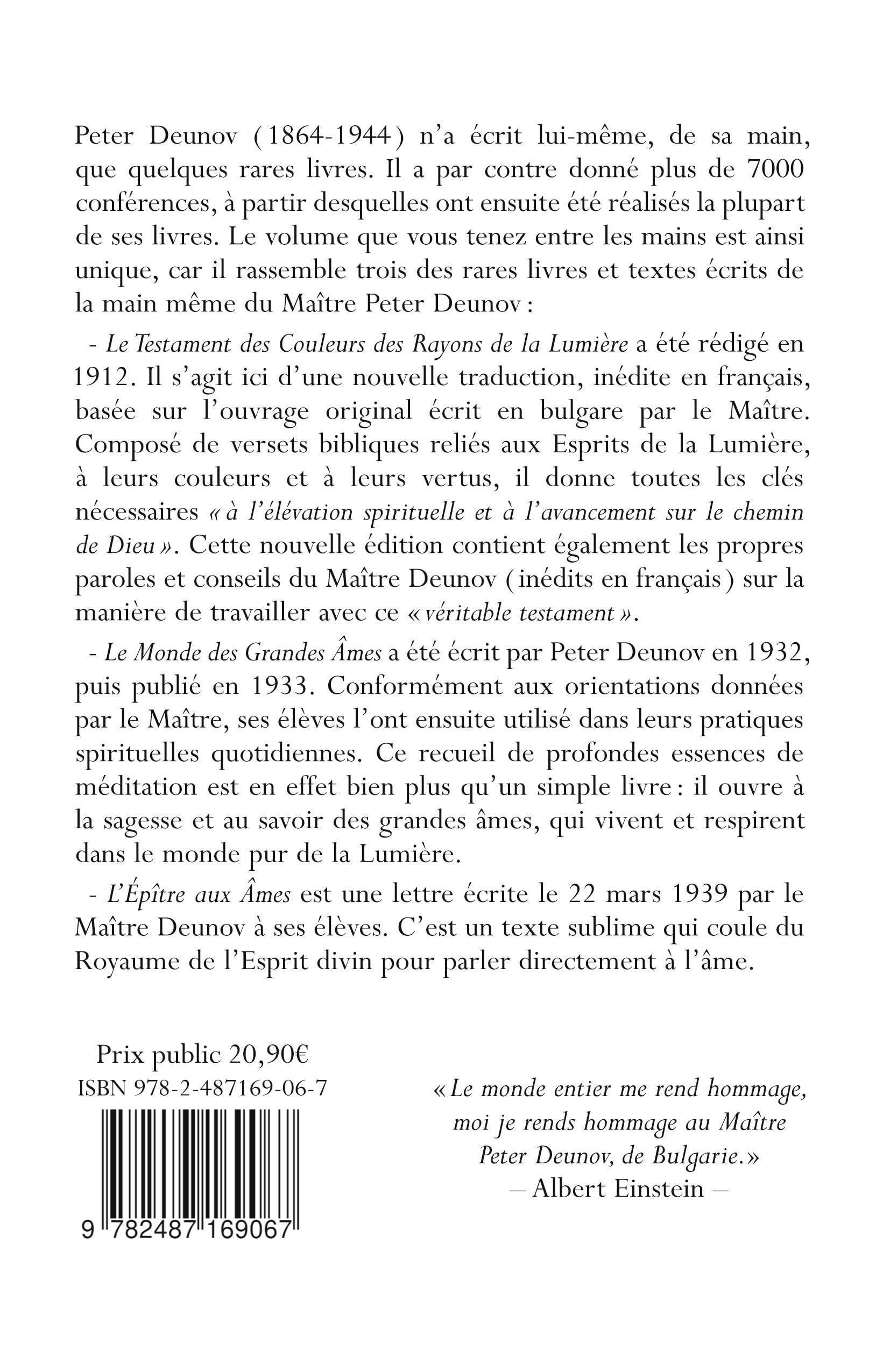Le Testament des Couleurs des Rayons de la Lumière: Le Monde des Grandes Âmes et l'Épître aux Âmes