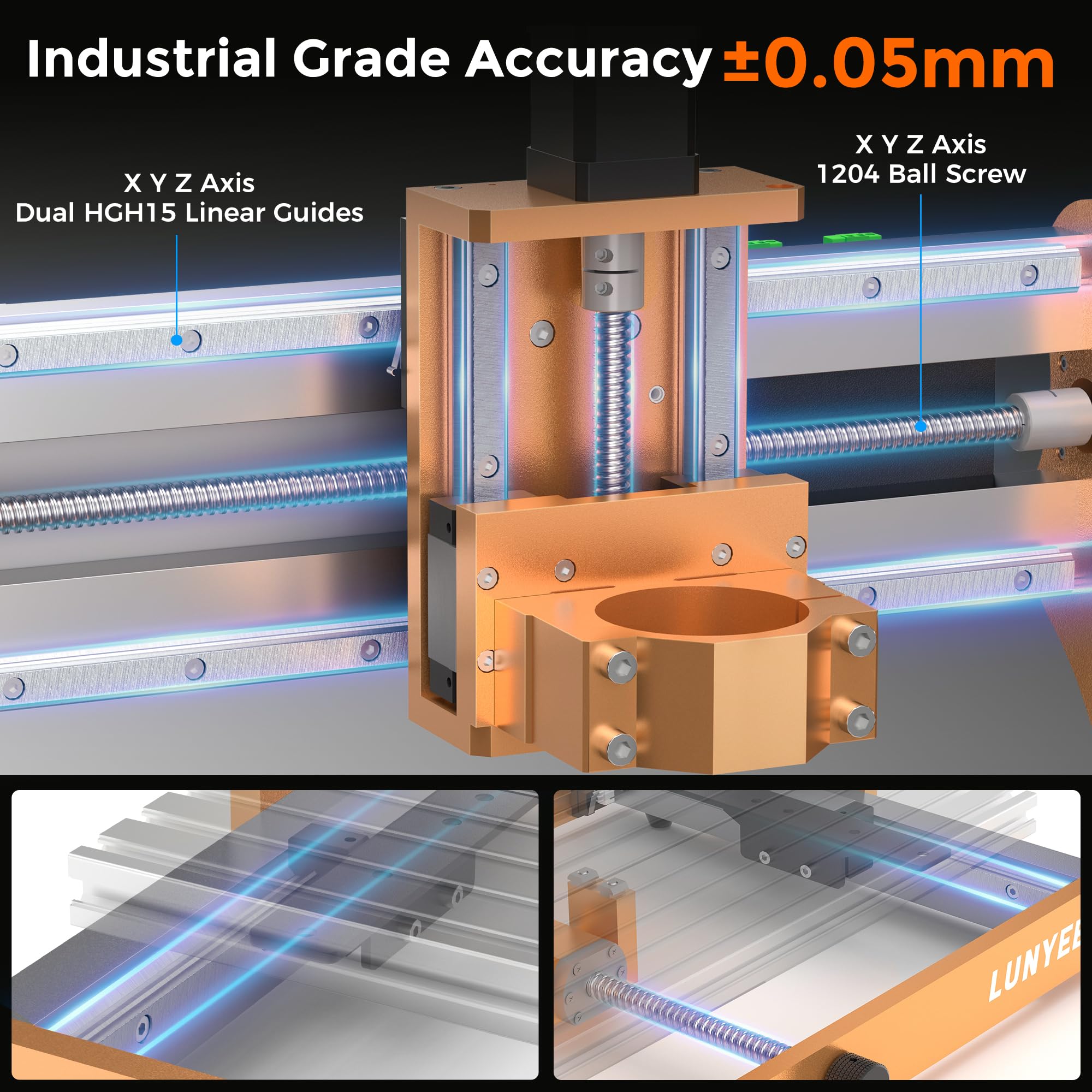 LUNYEE 3020 Nova CNC Router Machine, All-Metal XYZ Axis Linear