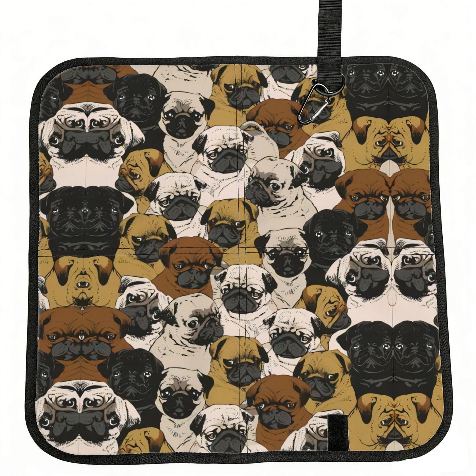 WBQLSL Imagen De Pug Foldable Seat Cushion - Portable Stadium Pad with Carabiner for Camping Hiking Picnic Beach