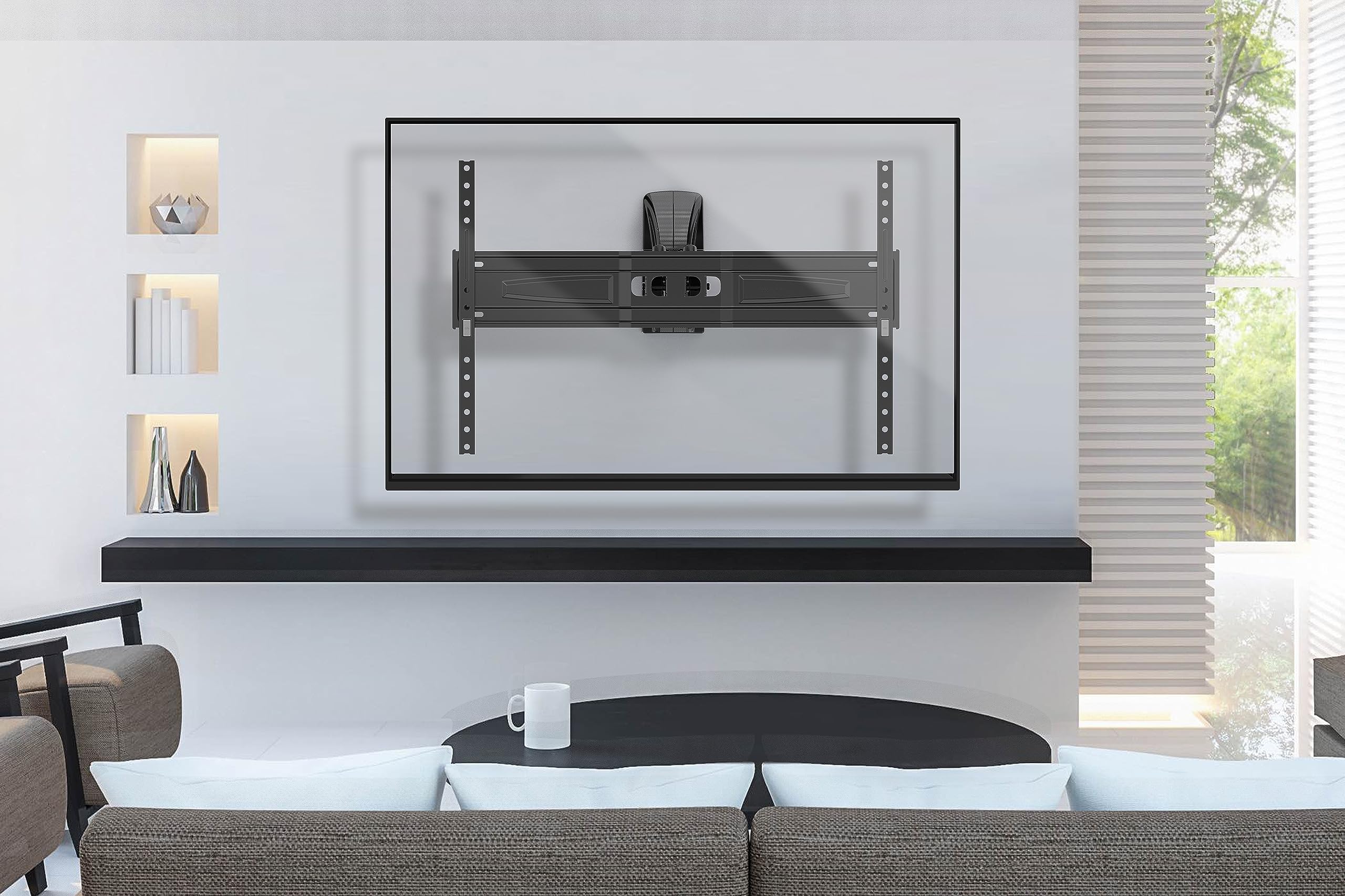Meliconi FLATSTYLE FDRP600, Supporto TV Parete a Doppio Braccio e Doppia Inclinazione, Staffa per TV a Schermo Piatto da 40" a 82", Attacco VESA 300-400-600x400, Portata 45 Kg, Nero | Doppia Inclinazione, Staffa TV 40" a 82", Attacco VESA 300-400-600x400,