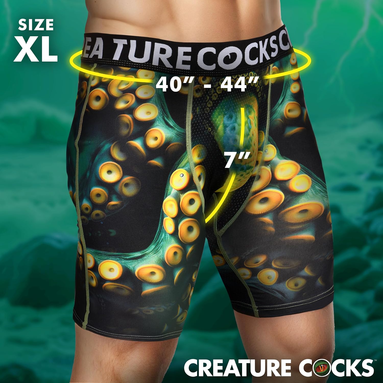 Creature Cocks Creature Wear Monstropus Tentacle Boxer Shorts – XL Men’s Stretch Boxer Briefs with Mesh Pouch & Soft Waistband – Novelty Tentacle Underwear for Comfort & Bold Style