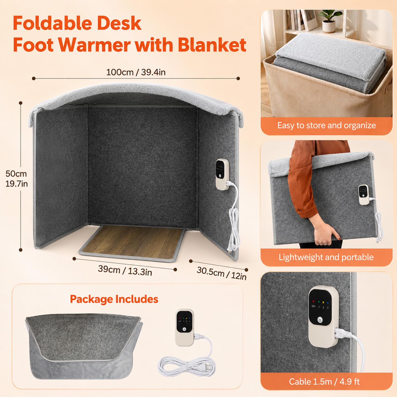 Chauffe Pieds Sous Le Bureau, Jambière Portable Sous Le Bureau , Mur Chauffe Piedà 360 Degrés avec Minuterie , Puissance 170W Chauffage Rapide pour sous Bureau Chauffe-Jambes Et Pieds Verticaux