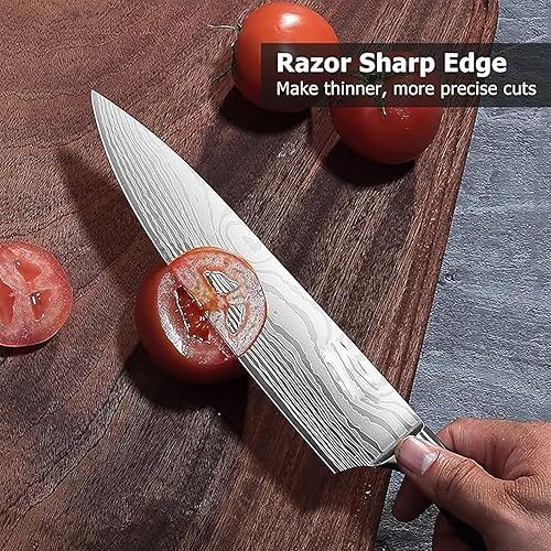Miniatura 4 de Cuchillo de chef  8 pulgadas afilado para carne y verduras, cuchillo de cocina de acero inoxidable de alto carbono con mango ergonómico, cuchillo de