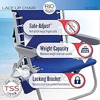 Vista 3 de Rio Brands ASC529 4-Position Backpack Lace-Up Suspension Folding Beach Chair