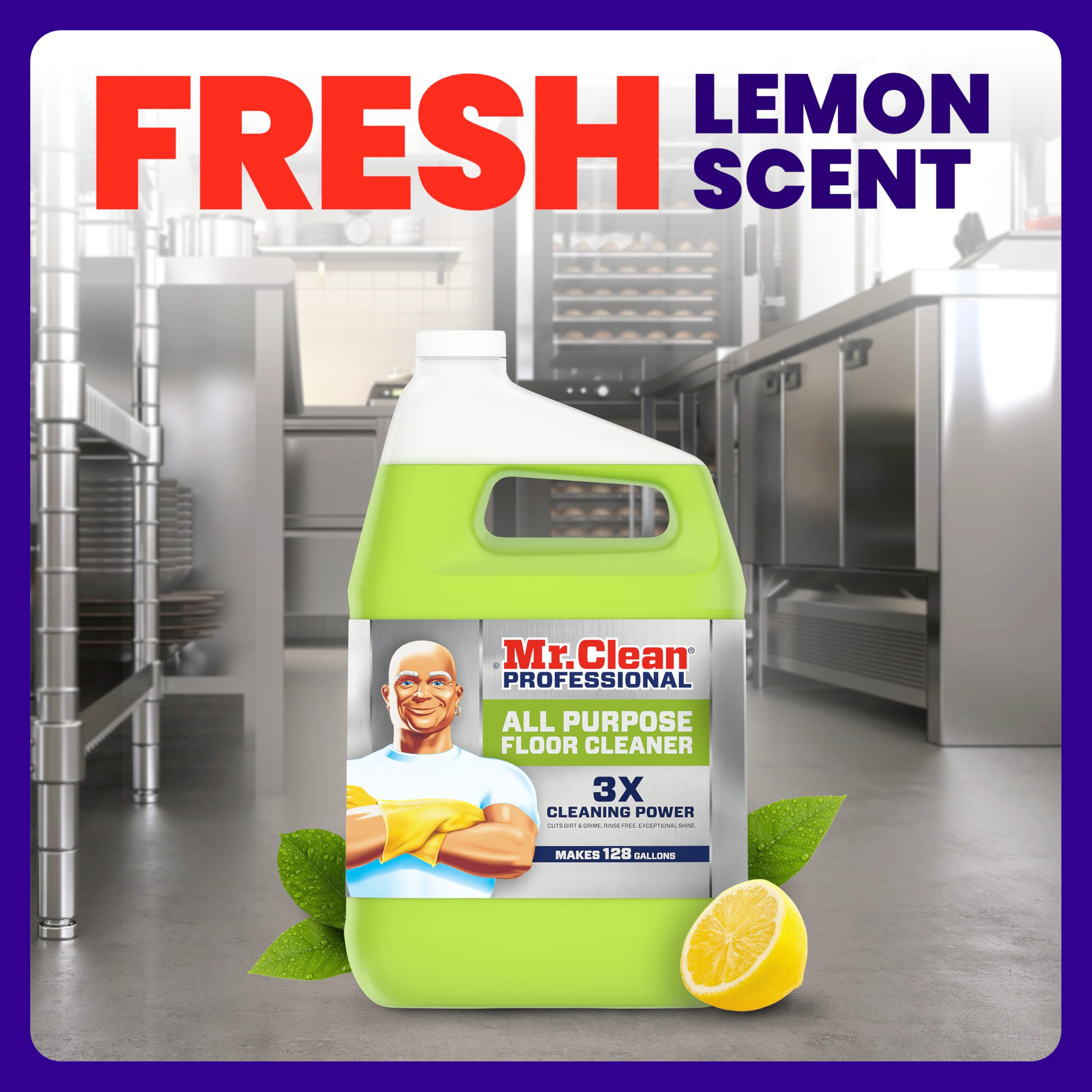 Mr. Clean Limpiador profesional a granel líquido concentrado acabado limpiador para suelos de madera dura, azulejos o terrazo, uso comercial, aroma a limón, 1 galón (caja de 3)