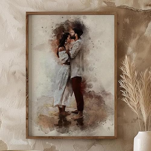 Miniatura 3 de Noni Retrato de pareja de acuarela personalizado de la foto, foto personalizada para pintar arte de pared, lienzo personalizado para pareja, regalo