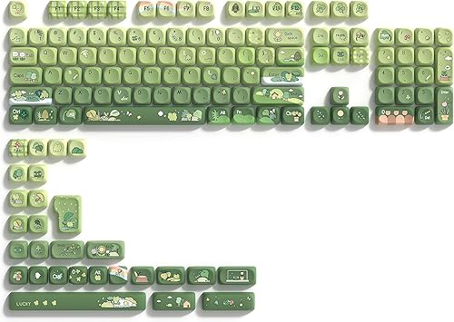 dagaladoo Matcha Green Frog - Juego de teclas personalizadas PBT 60% 75% 100%, sublimación de tinte, teclas de perfil MOA para teclado mecánico,