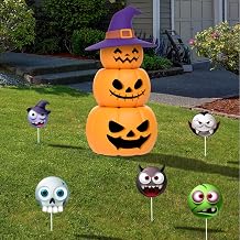 6 Pcs Halloween Decorations Stacked Pumpkins with Addtional Sticks, Waterproof, Sun-Resistant, Good for Indoors and Outdoors