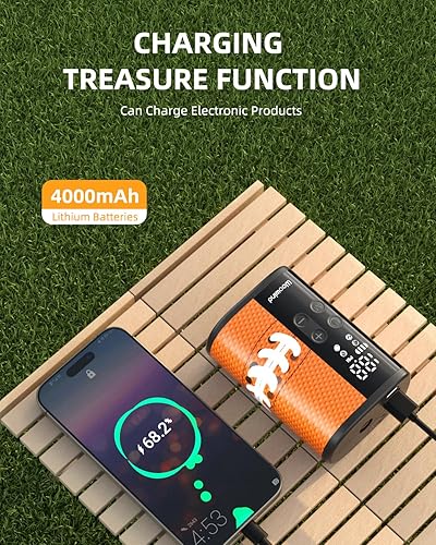 Miniatura 2 de Woowind Bomba eléctrica de baloncesto con indicador de presión, iluminación LED y banco de energía, inflador de bolas portátil automático con aguja