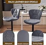 Nalupatio Modern Bar Stools Set of 2, Adjustable Faux Leather Upholstered Swivel Counter Stools, Counter Height Barstools with Back for Kitchen Island, Dark Grey