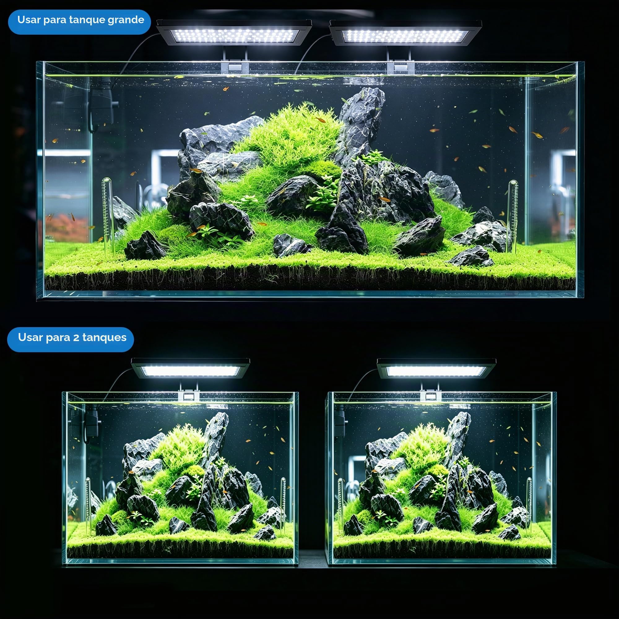 Clip On Iluminación LED de espectro completo para acuario, lámpara de acuario modo 24/7 con 3 modos ajustables con temporizador, 10 niveles de brillo ajustables, iluminación de 18 W para