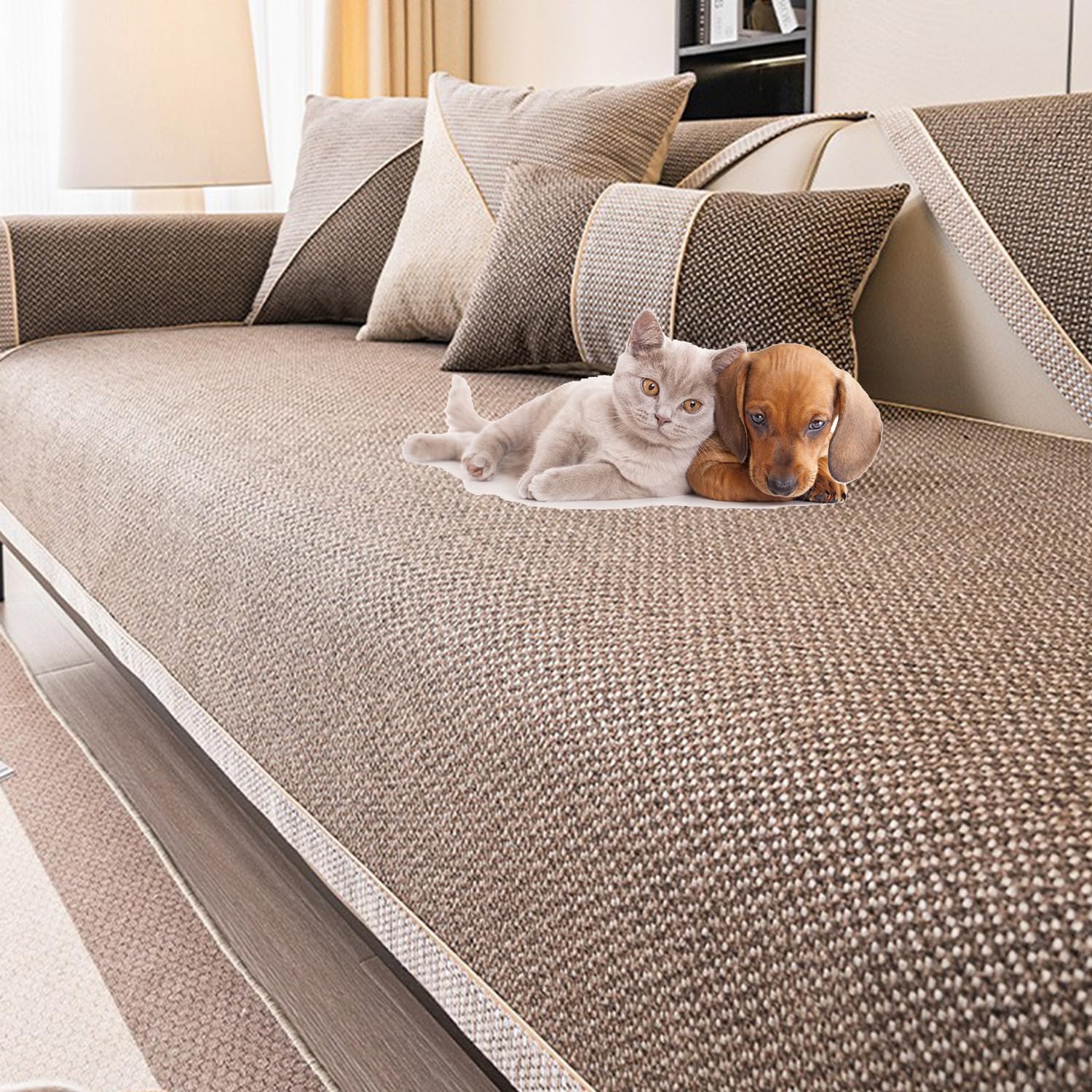 Housse de canapé en coton et lin minimaliste D 110x160cm protège-meuble lavable