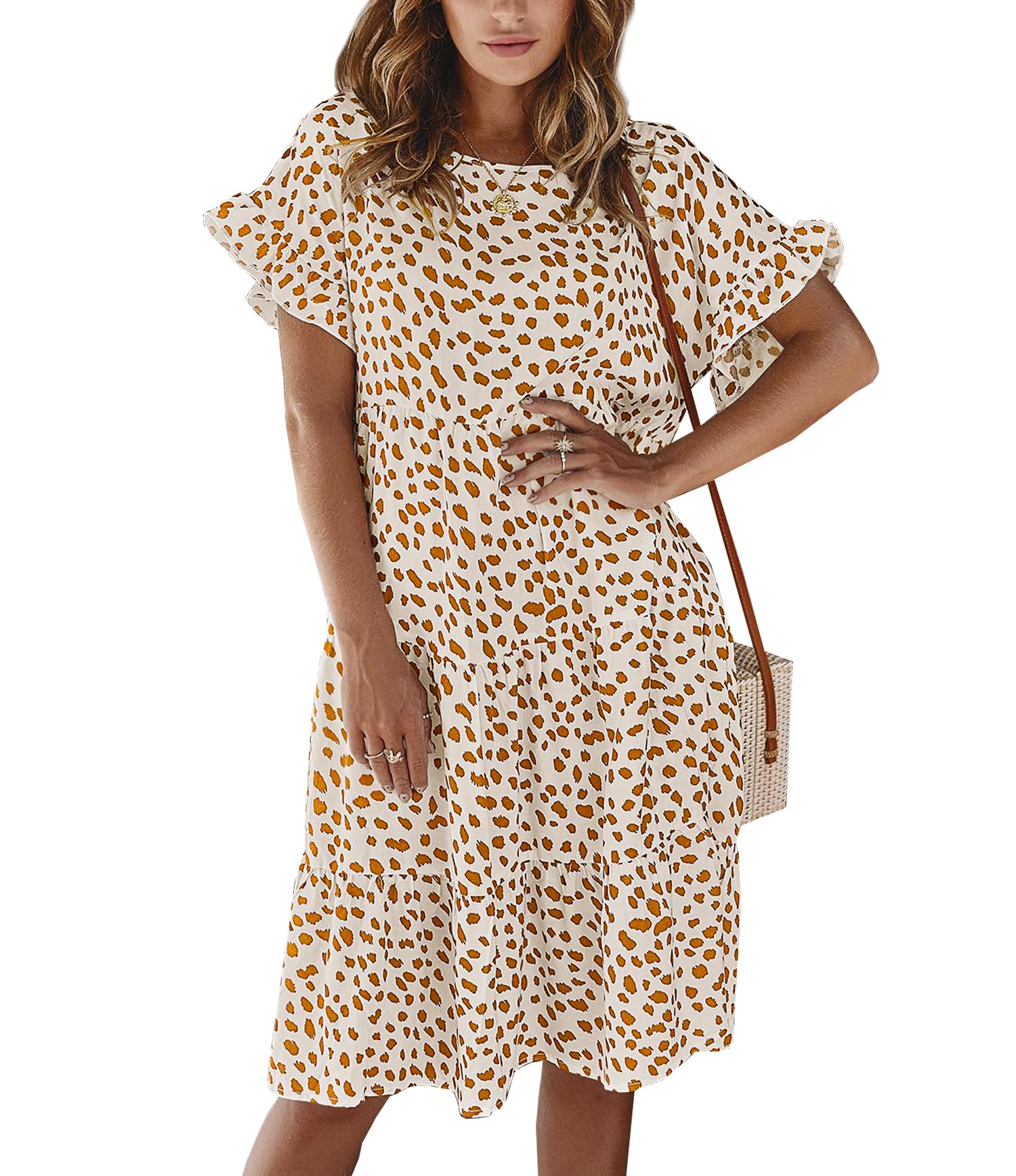MessBebe Damen Boho Blumendruck Maxi Kleid V-Ausschnitt Lang