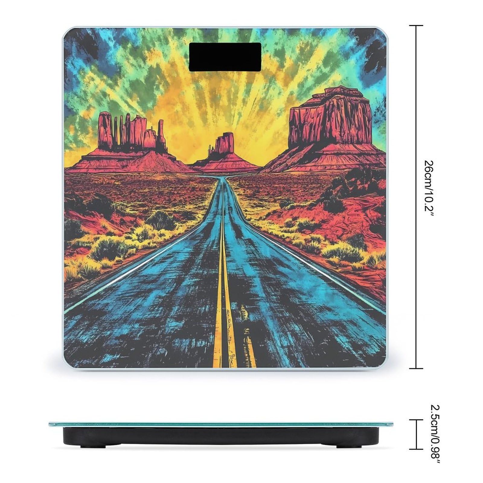 Retro Tie Dye Road Desert Scale for Body Weight Smart Accurate Digital Bathroom Scale with Easy Read LCD