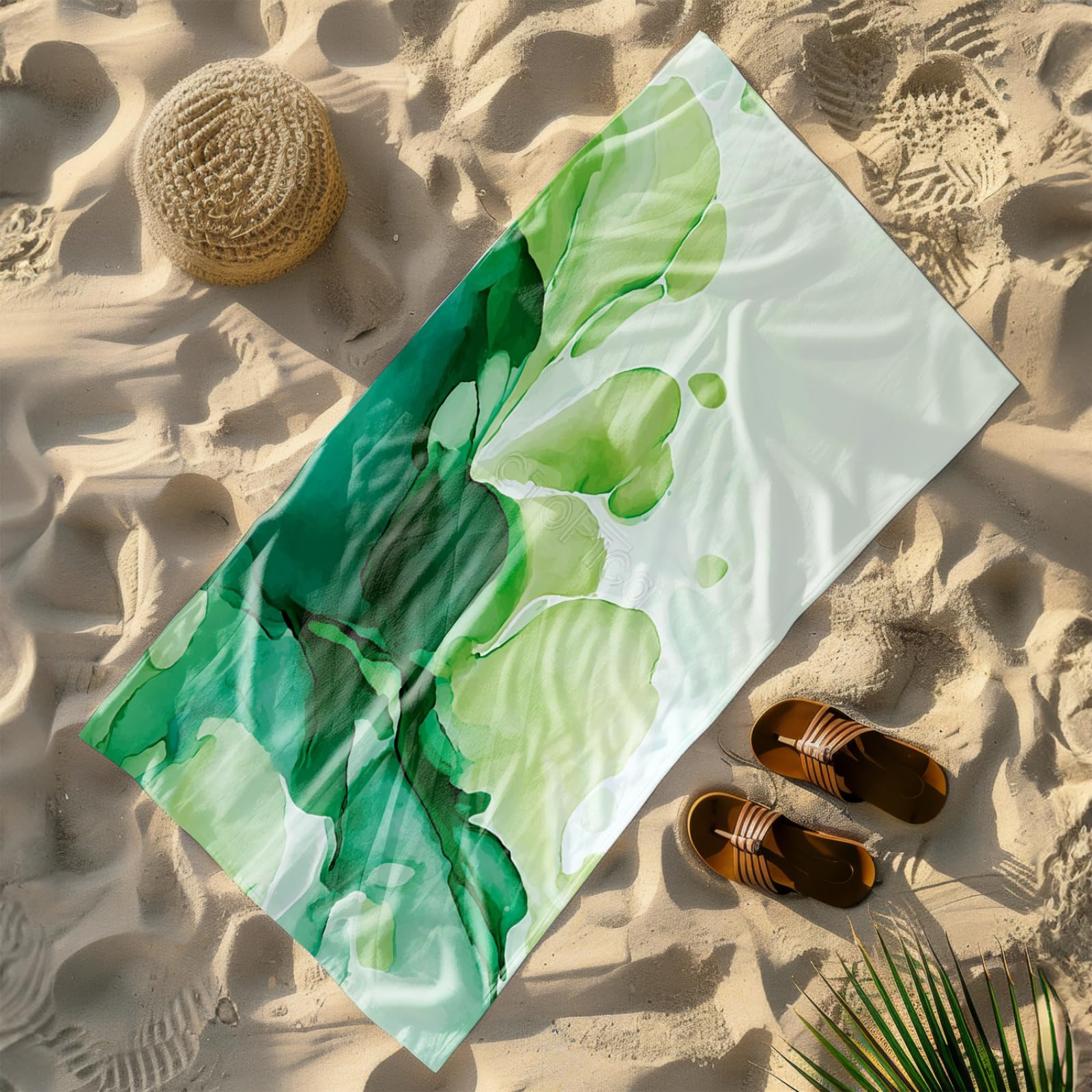 Générique Serviette Microfibre Plage Vert Abstract