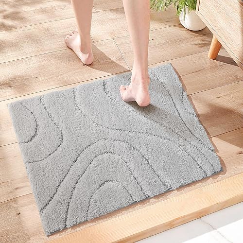 Miniatura 2 de DEXDE Alfombras de baño, alfombra de baño de microfibra lanuda de felpa suave, antideslizante, para suelo de baño, lavable a máquina, alfombra