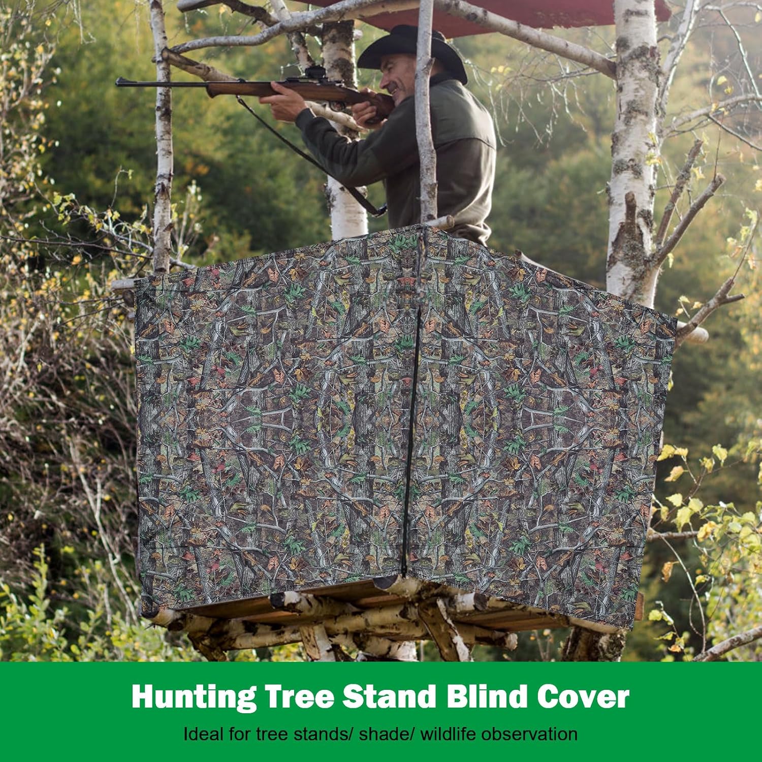 Deer Hunting Tree Stand Blind Cover, 93" x 35" Hunting Treestand Camo Blind Cover with 2 Pocket for Elevated - Image 7