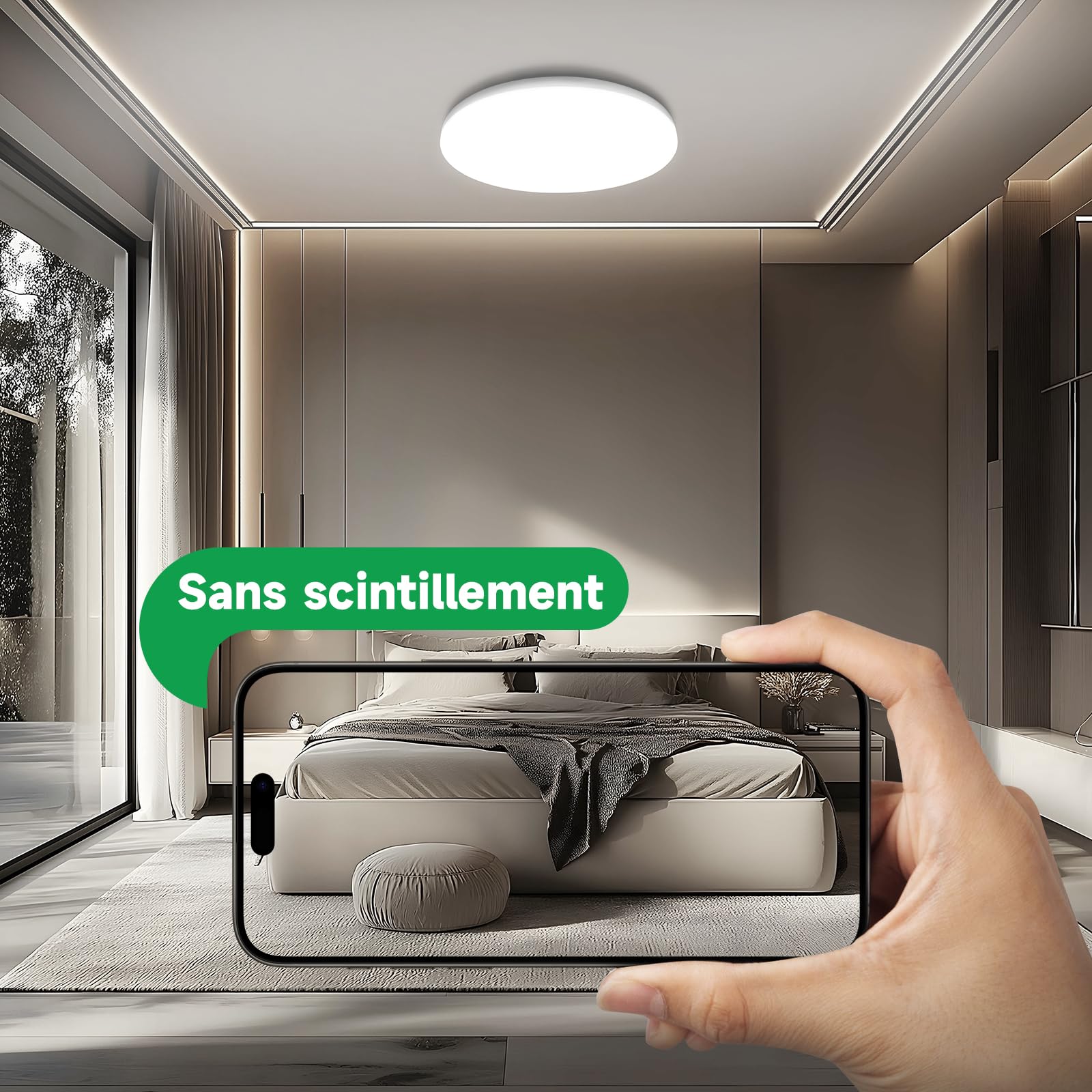 Plafonnier LED Salle de Bain 2-Pack IP65 | 17W 2335lm Équiv.150W | 4000K Blanc Jour Ø22cm