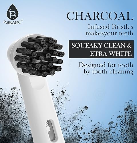 Miniatura 6 de Pursonic Cabezales de cepillo de dientes de repuesto, cerdas con infusión de carbón compatibles con cepillo de dientes eléctrico Oral B, paquete de 4