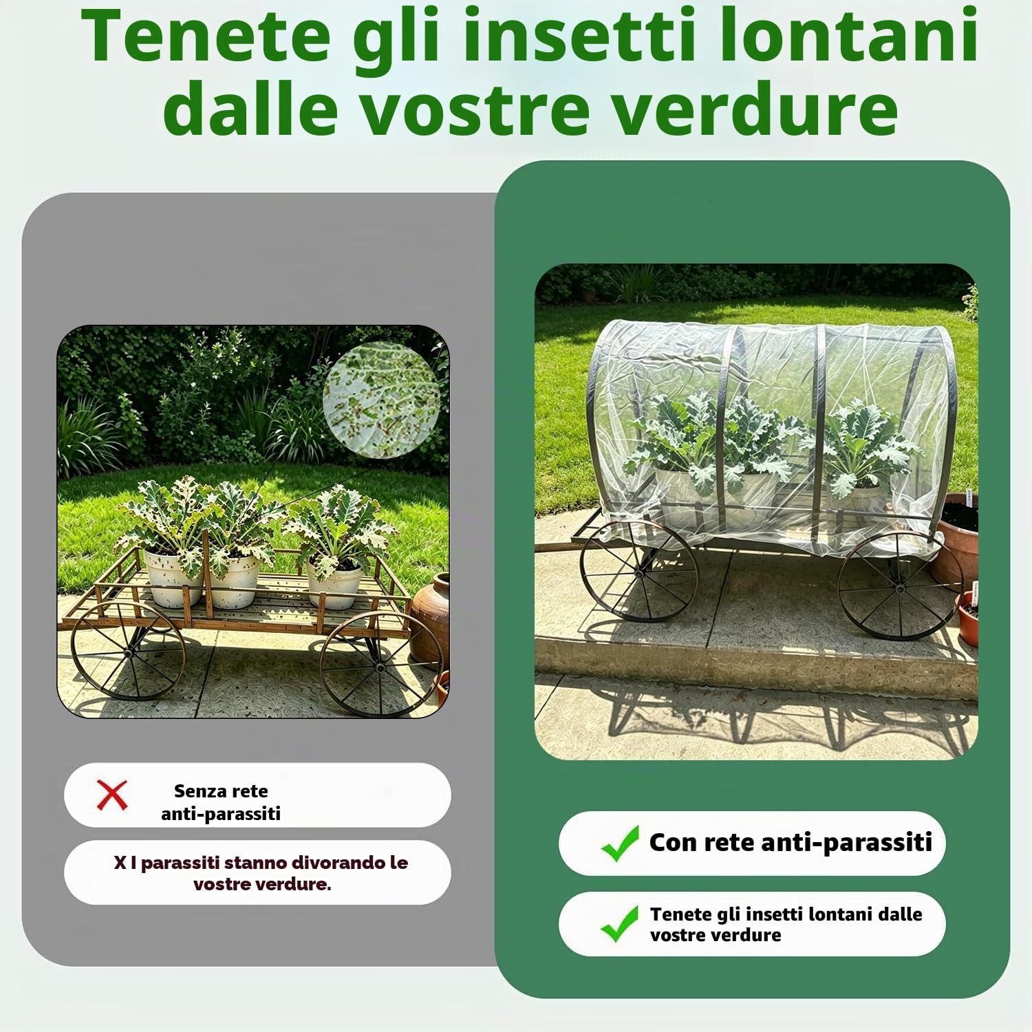 Rete da giardino Rete anti-insetti Barriera ultra fine per la protezione delle piante in rete per le coltivazioni di ortaggi, fiori, frutta e piante da serra (10x50FT)