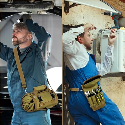 Miniatura 7 de Tomorotec Organizador de bolsa de herramientas enrollable, bolsa enrollable de herramientas, bolsa enrollable de herramientas con 2 bolsas