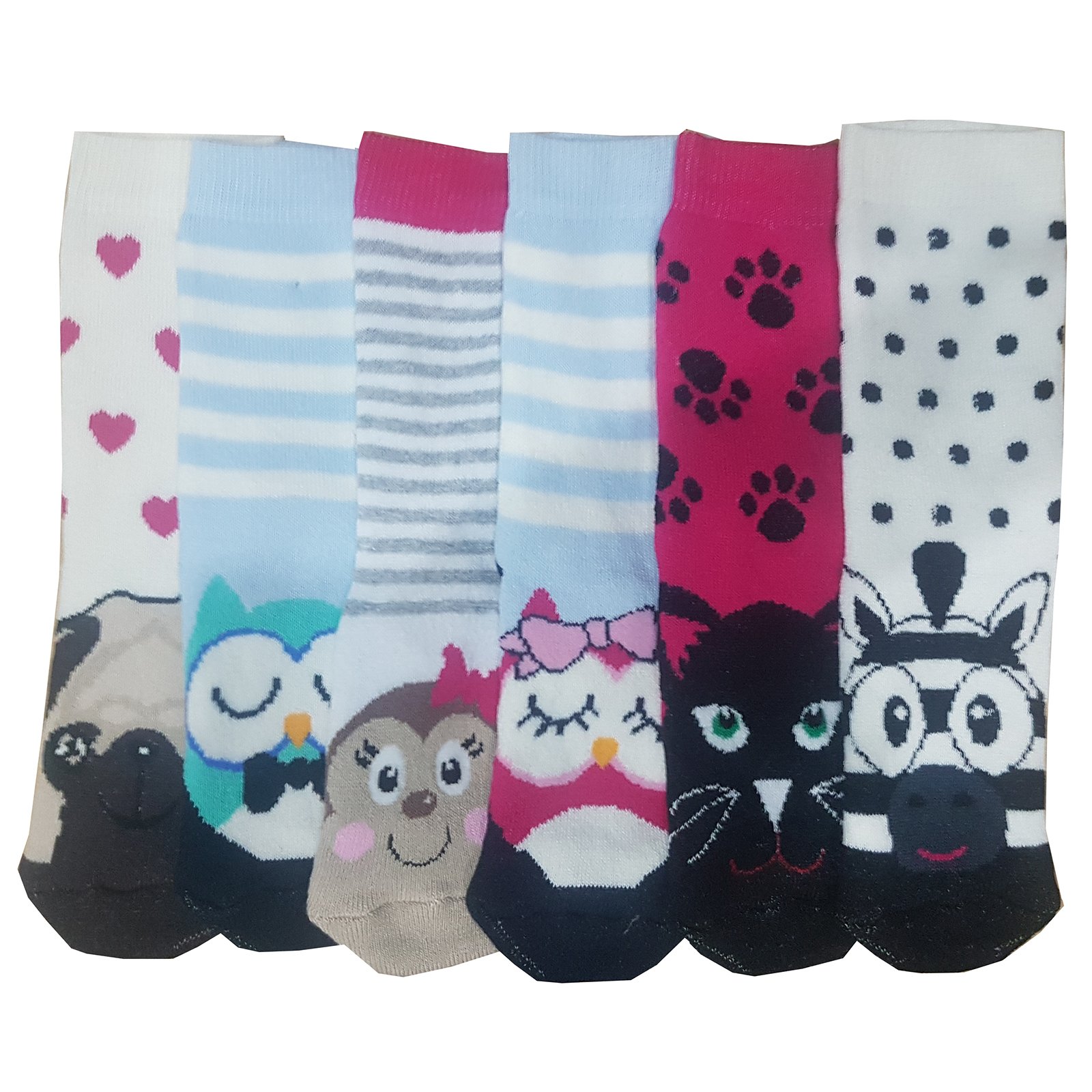 Britwear 6 x Girls Thermal Motif Design Non Skid Non Slip Gripper Socks Colour:Multi Size:9-12