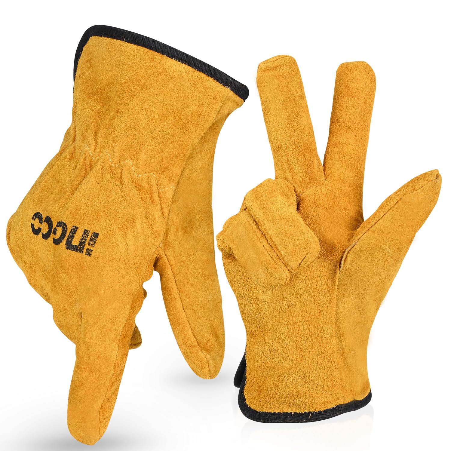 INGCO HGVCO2 Leather Gloves Full Finger with Free Size Protective Breathable Material Anti-Skid Abrasion Resistant for Win... - Review, Price and Buying Guide