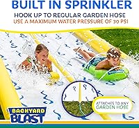 Vista 5 de BACKYARD BLAST - Tobogán acuático de 30 pies con parachoques y zona de salpicaduras, 2 jinetes inflables y bomba eléctrica - Fácil de instalar