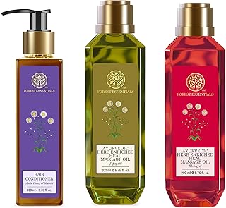 Forest Essentials Ayurvedic Herb Enriched Head Massage Oil Japapatti &amp; Forest Essentials Hair Cleanser Amla, Honey &amp; Fores...