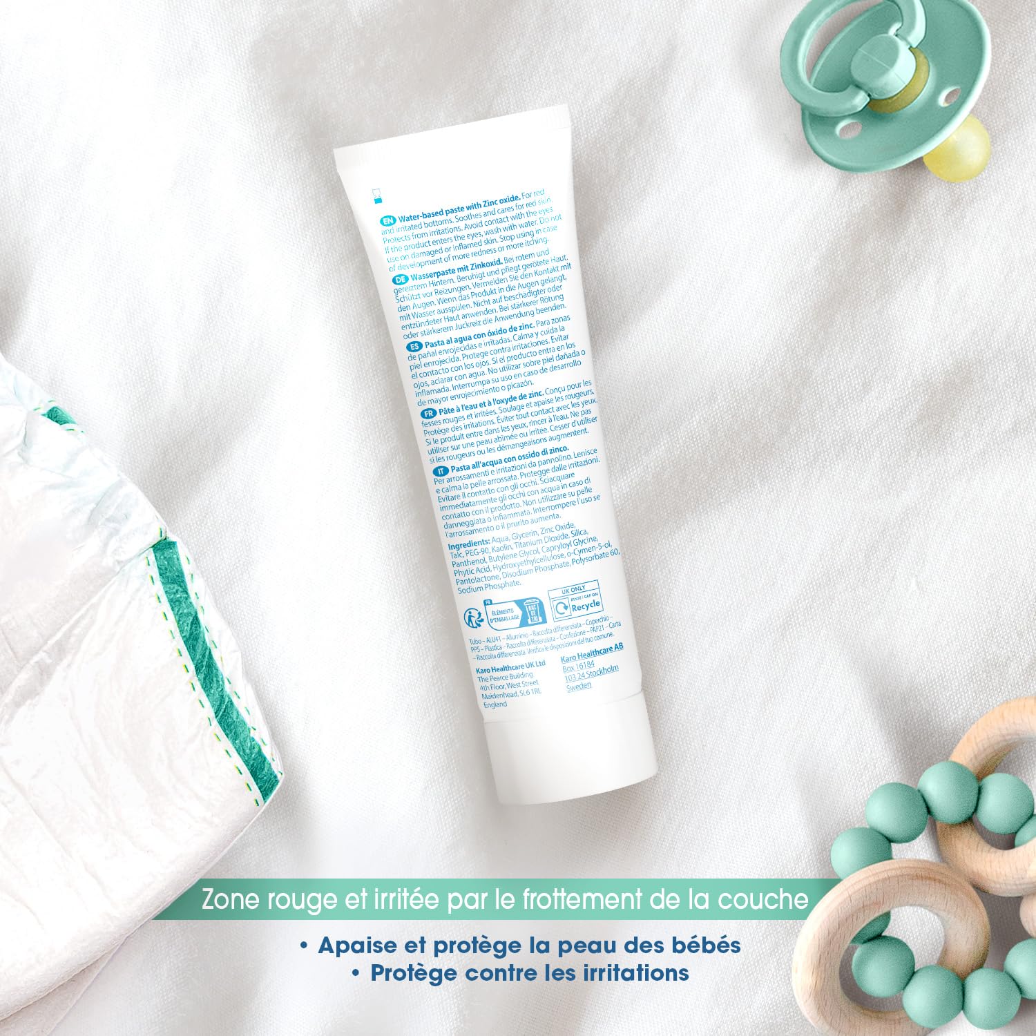 Eryplast Pate a l'eau bebe 75gr - Prévient et traite l'érythème fessier - Creme Change Bebe Soigne, Apaise et Protège les rougeurs du siège - Hypoallergénique, sans parfum. Testé Dermatologiquement