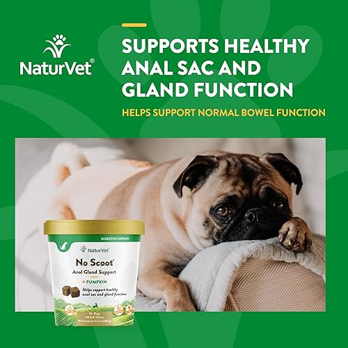 Miniatura 4 de NaturVet - Sin Scoot para perros - 60 masticables suaves - Plus Pumpkin - Apoya la función saludable de la glándula anal y el intestino - Mejorado