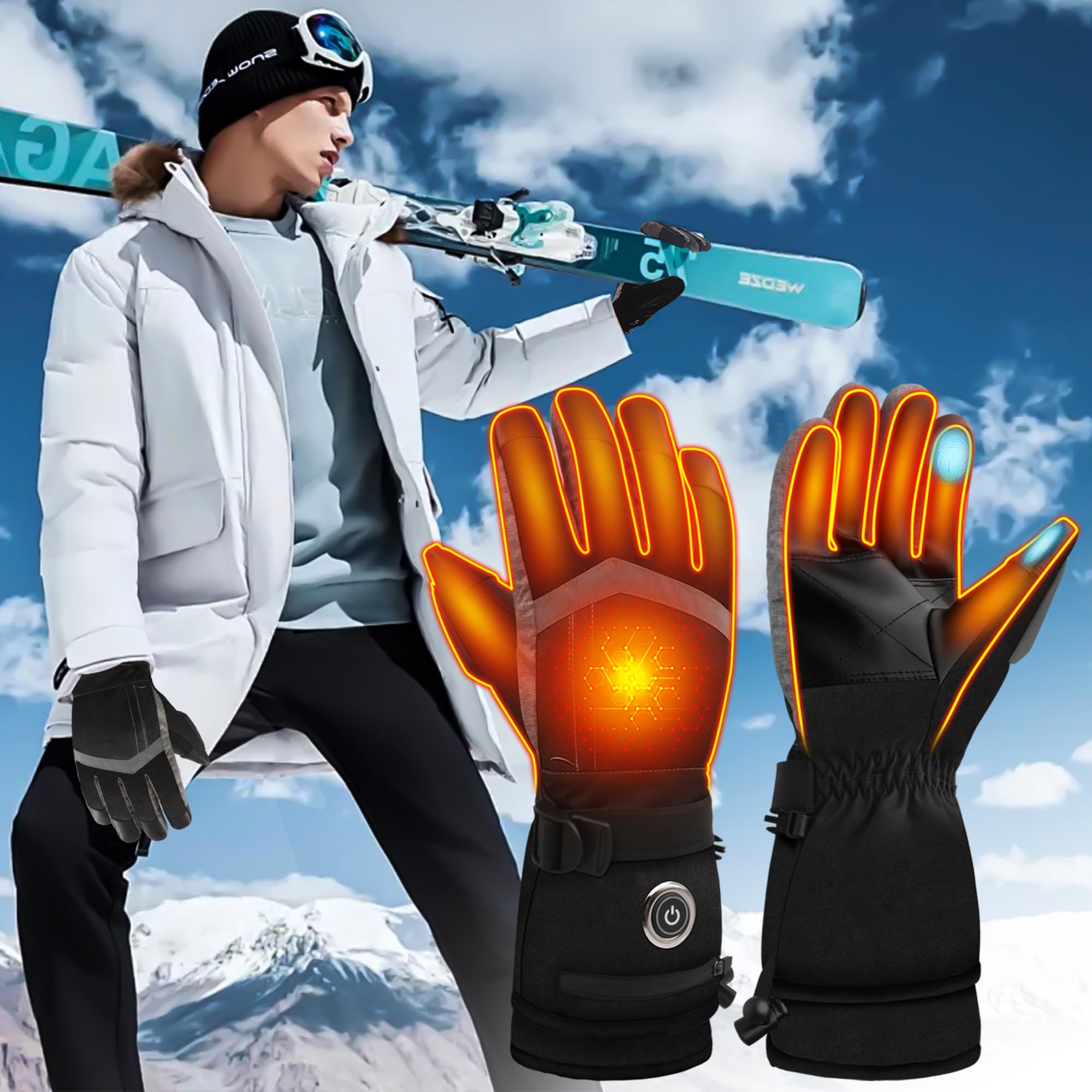 SVPRO Guantes calefactados, 5 V, 6000 mAh, recargables, para hombres y mujeres, guantes de calefacción eléctrica impermeables y resistentes al viento para esquí, caza, motociclismo, senderismo